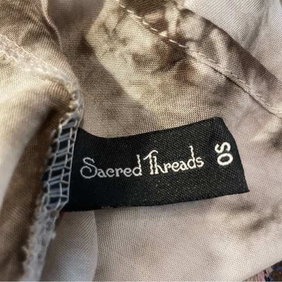Sacred Threads TIE DYE Boho Brown Woven Rayon Tie Dye Off Shoulder Dress. Medium - Picture 9 of 14
